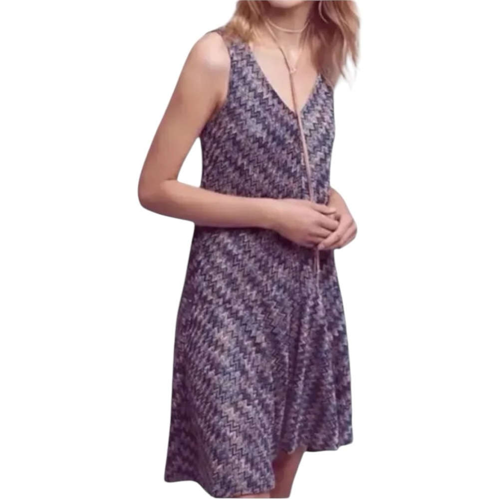 Maeve Anthropologie Westwater Chevron Zig Zag Knit Drop Waist Dress Sz‎ S